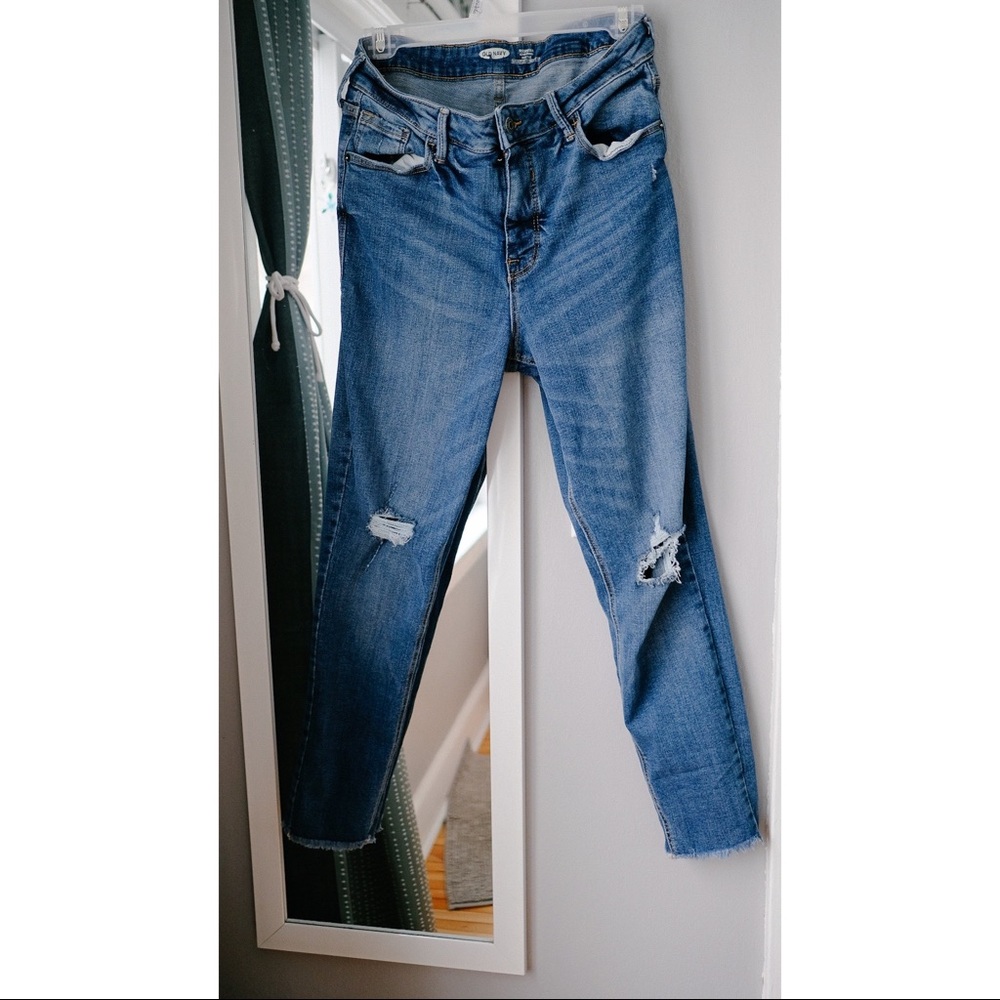High rise super skinny rockstar distressed jeans